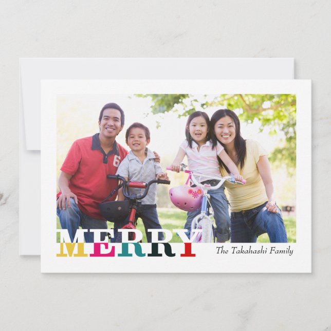 Carte de vacances Joyeuse et brillante avant et ar (Devant)