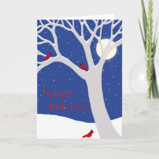 Carte de vacances joyeuses Arbre enneigé avec card