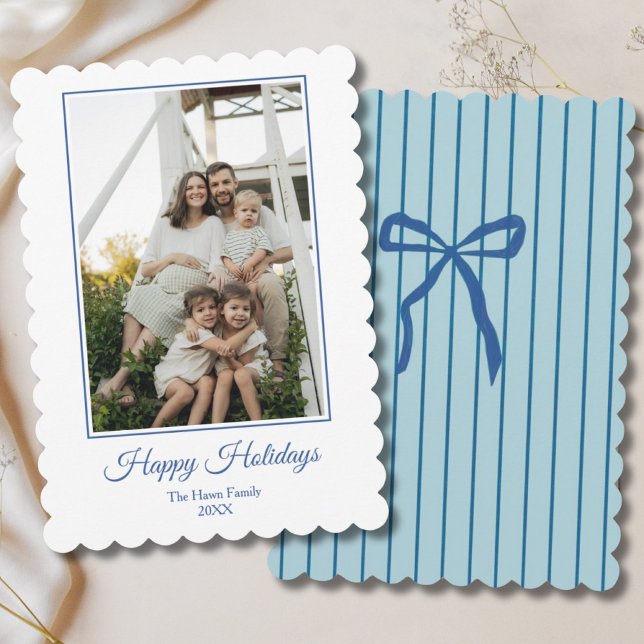 Carte de vacances Joyeuses Fêtes Ruban Bleu Prépa  (Créateur téléchargé)