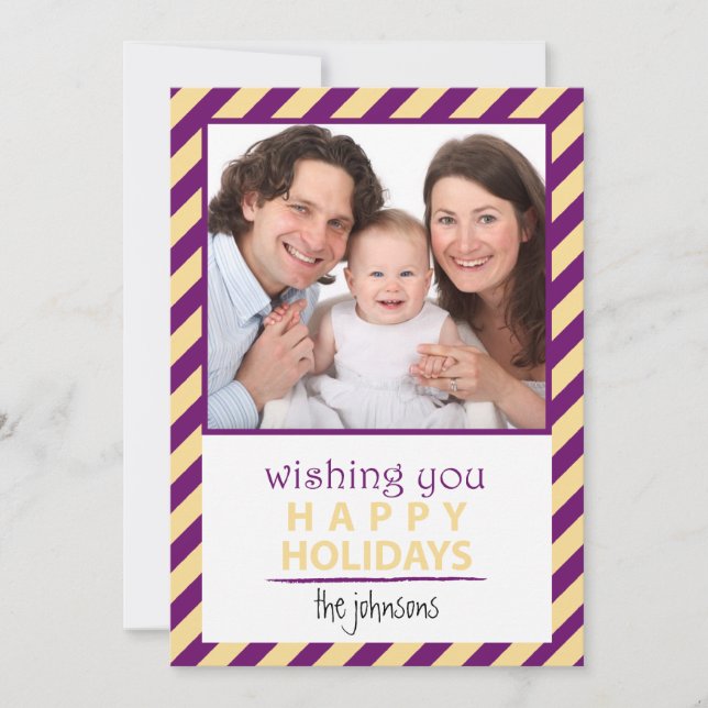 Carte de vacances Joyeuses Jaune violet (Devant)