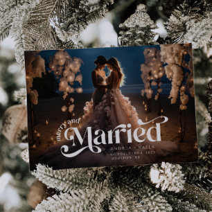 Carte de vacances Joyeux et Marié Retro Swirl Mari