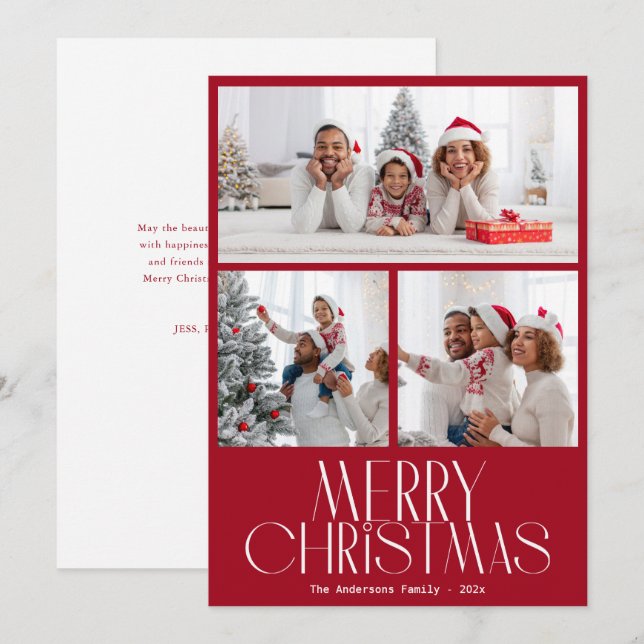Carte de vacances Joyeux Noël à la mode Grille pho (Devant / Derrière)