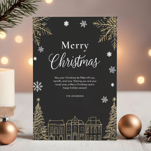 Carte de vacances Joyeux Noël moderne en or