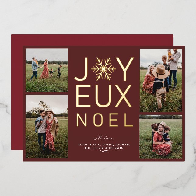 Carte de vacances Joyeux Noel moderne et élégant F (Recto/Verso)