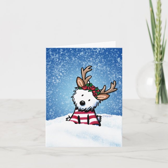 Carte de vacances KiniArt Westie Renne (Devant)