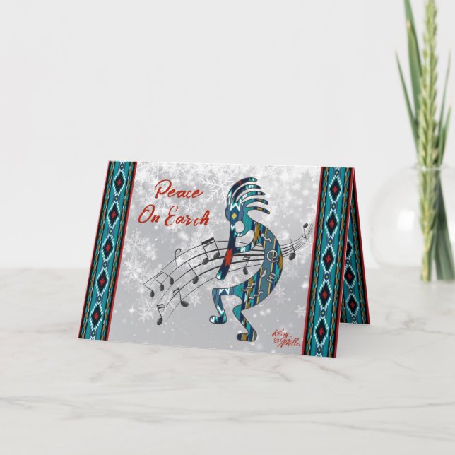 Carte de vacances Kokopelli turquoise (Devant)