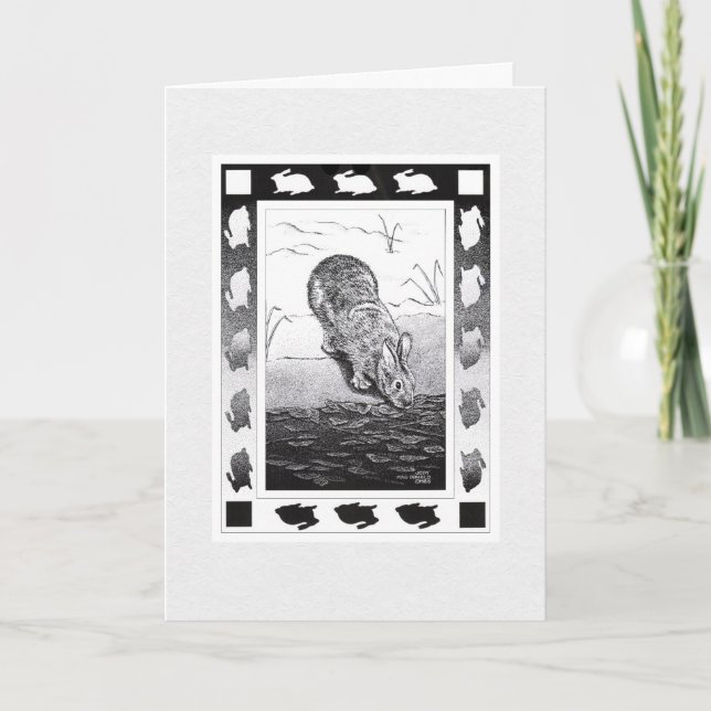 Carte de vacances Lapin au bord de l'eau pliée (Devant)