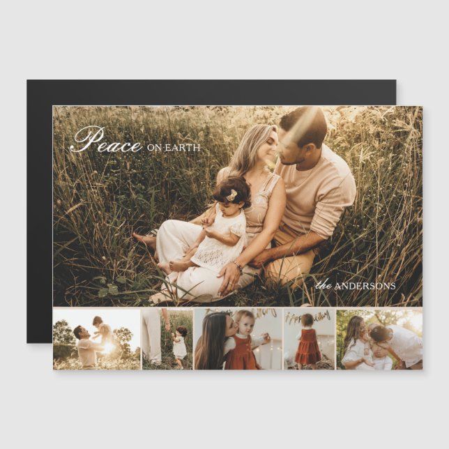Carte de vacances magnétique multi-photo Peace on  (Devant / Derrière)