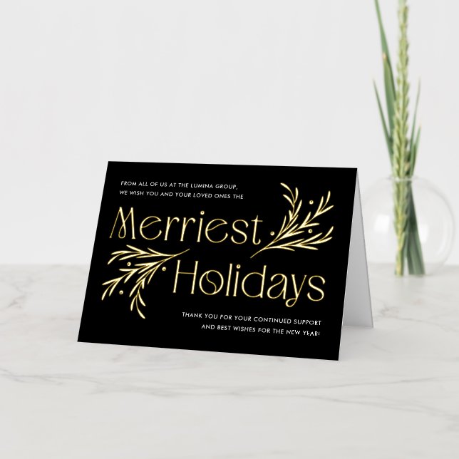 Carte de vacances Merriest Holiday FOIL Business H (Recto)