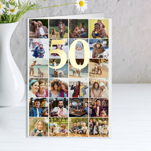 Carte De Vacances Métallisée 50e anniversaire ou à tout âge 24 Collage de photo
