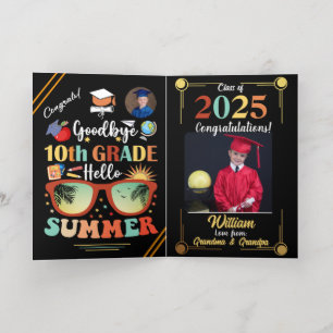 Carte De Vacances Métallisée Adieu 10e année Bonjour Graduation d'été