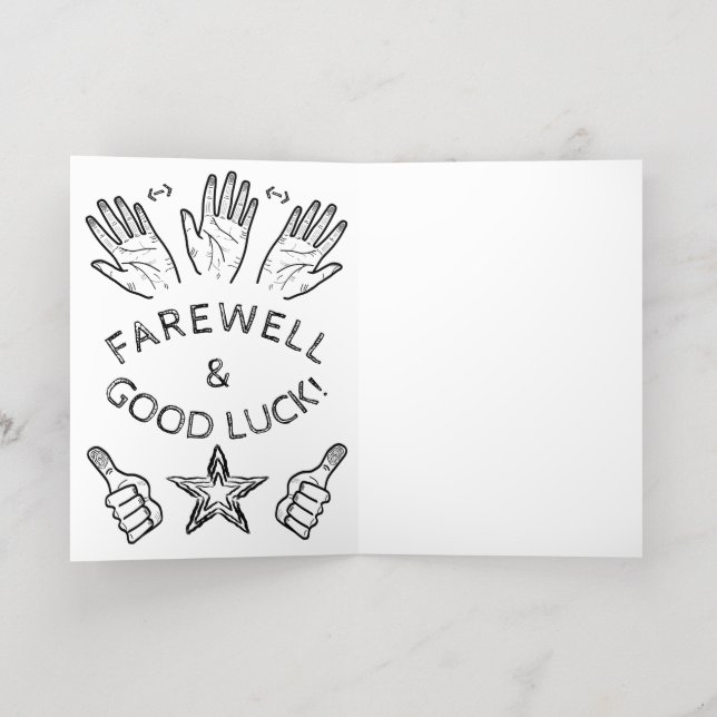 Carte De Vacances Métallisée Adieu et bonne chance ! (Couchage intérieur)