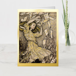Carte De Vacances Métallisée Alice de Rackham au pays des merveilles