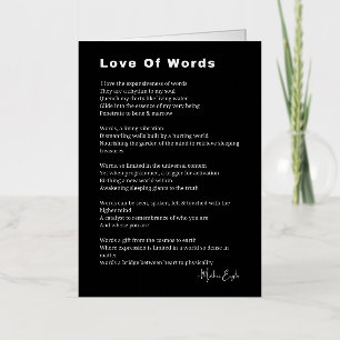 Carte De Vacances Métallisée Amour des Mots écrivain poème poésie