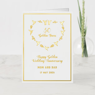 Carte De Vacances Métallisée Anniversaire de mariage personnalisable en or
