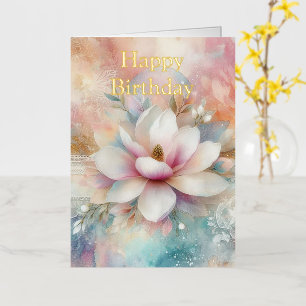 Carte De Vacances Métallisée Anniversaire de roses roses colorées personnalisée