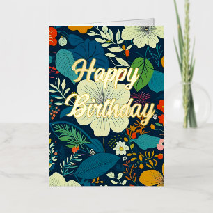 Carte De Vacances Métallisée Anniversaire Floral