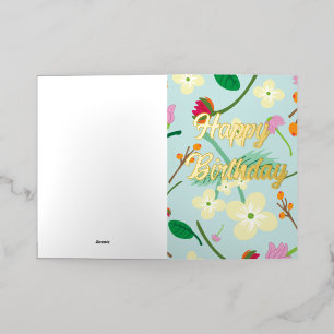 Carte De Vacances Métallisée Anniversaire Floral