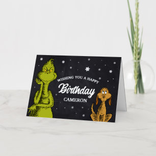 Carte De Vacances Métallisée Anniversaire Grinch Tableau Noir