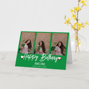 Carte De Vacances Métallisée Anniversaire Personnalisé Simple Élégant Trois Pho