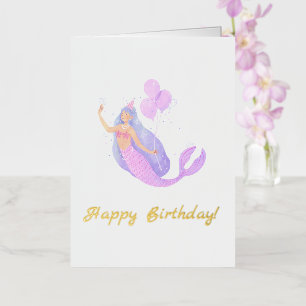 Carte De Vacances Métallisée Anniversaire simple de sirène
