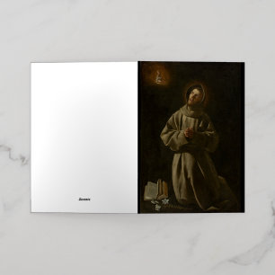 Carte De Vacances Métallisée Antoine de Padoue (Francisco de Zurbarán, 1627-30)