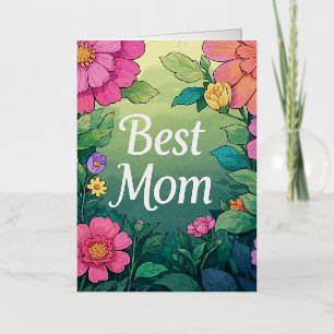 Carte De Vacances Métallisée Aquarelle Fleurs colorées