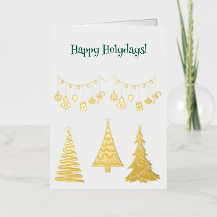 Carte De Vacances Métallisée Arbres de Noël Golden Foil Simple Élégant