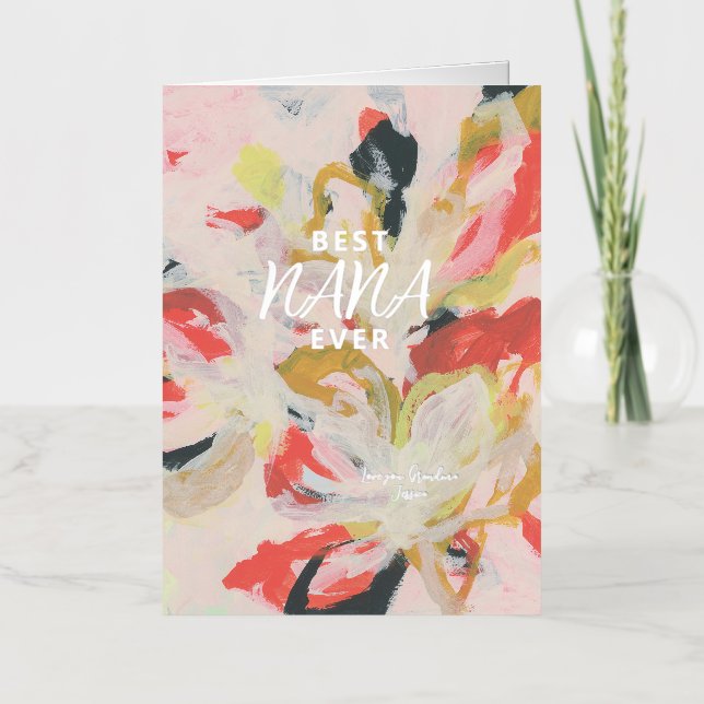 Carte De Vacances Métallisée Art Floral Abstrait Best Nana Jour des Mères (Recto)