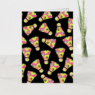 Carte De Vacances Métallisée Badminton Shuttlecock Art motif coloré cadeau