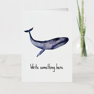 Carte De Vacances Métallisée Baleine bleue aquarelle