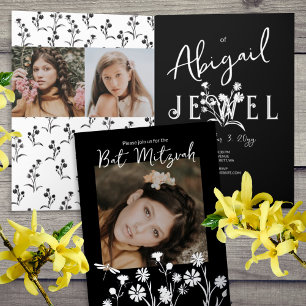Carte De Vacances Métallisée Bat mitzvah photo vintage noir et blanc