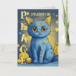 Carte De Vacances Métallisée Beau Chat Jaune aux Yeux Bleus - ukraine