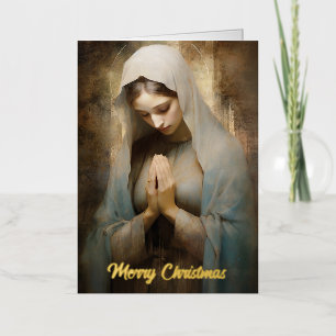 Carte De Vacances Métallisée Bienheureuse Marie priant l'or de Noël