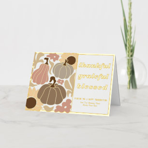 Carte De Vacances Métallisée Boho Fall Grateful Thanksgiving