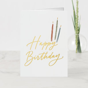 Carte De Vacances Métallisée Bougies Simples Joyeux Anniversaire