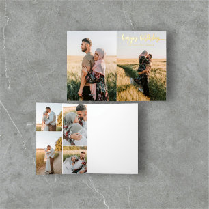 Carte De Vacances Métallisée Calligraphie 6 Photo Joyeux anniversaire