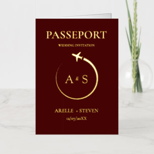Carte De Vacances Métallisée Carton d'invitation de mariage au passeport bordea