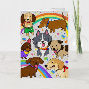 Carte De Vacances Métallisée Chiots Chiens joueurs