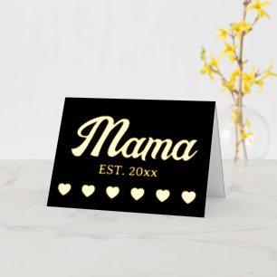 Carte De Vacances Métallisée Coeurs de texte personnalisé de l'année de la mama