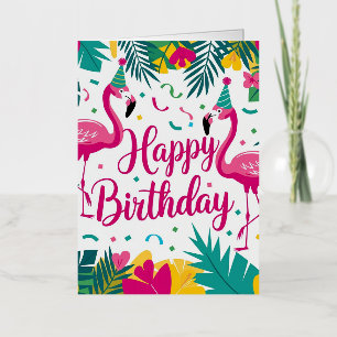 Carte De Vacances Métallisée Conception d'anniversaire flamant rose Fun Tropica