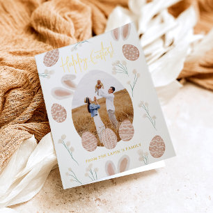 Carte De Vacances Métallisée Couleur d'aquarelle d'oeuf de Pâques mignonne Scan