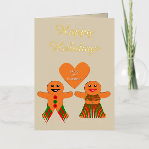 Carte De Vacances Métallisée Cume Noël Gingerbread Couple Custom