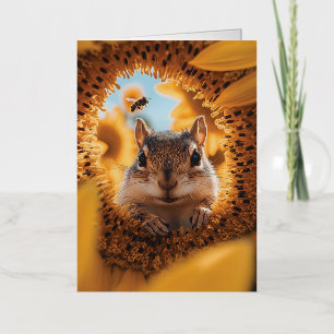 Carte De Vacances Métallisée Curieux Chipmunk Jeter Un Coup D'Oeil À Travers To