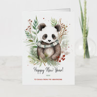 Cute Panda Baby Botaniques d'hiver rustiques