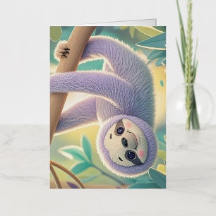 Carte De Vacances Métallisée Dessin de dessin suspendu à l'envers d'une branche