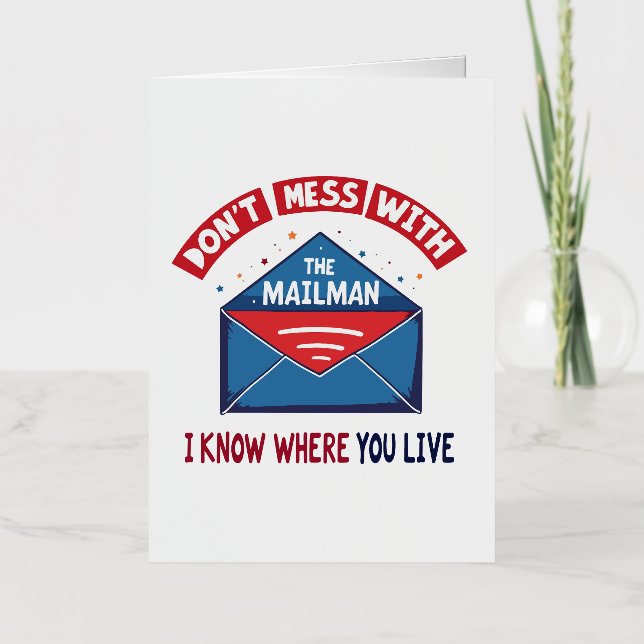 Carte De Vacances Métallisée Dont Mess avec l'Humour Mailman (Recto)