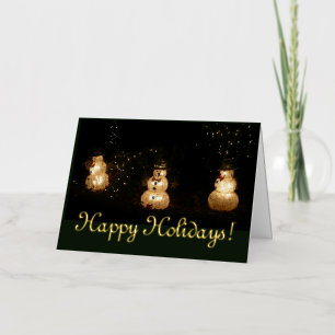 Carte De Vacances Métallisée Écran Luminaire Snowman