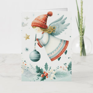 Carte De Vacances Métallisée Élégance scandinave spirituelle ange de Noël