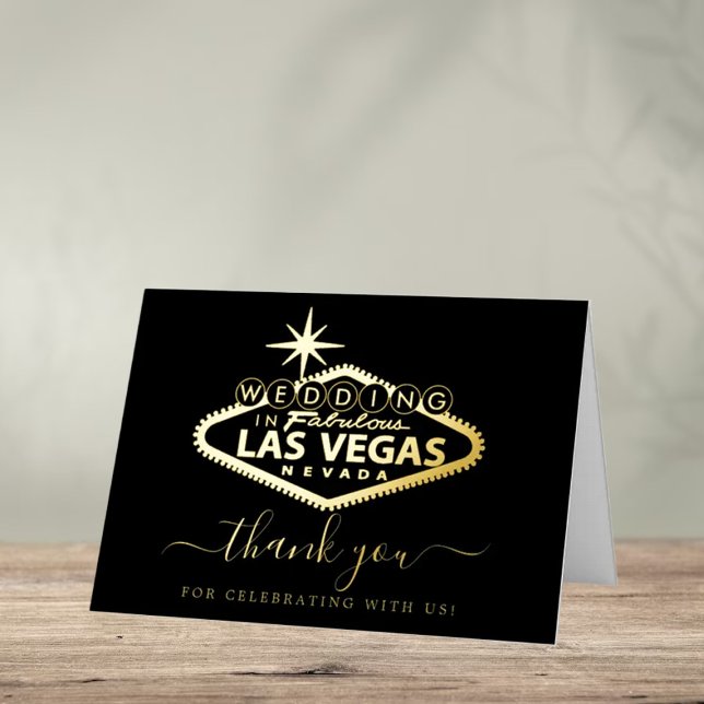 Carte De Vacances Métallisée Elégant Las Vegas Destination Merci de mariage (Créateur téléchargé)